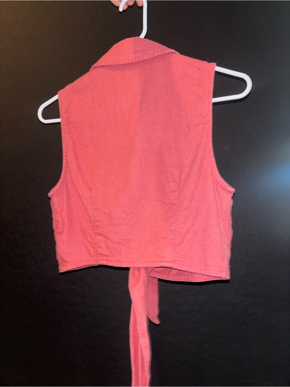 Abercrombie & Fitch Coral Tie-Front Sleeveless Linen Top - Picture 2 of 3